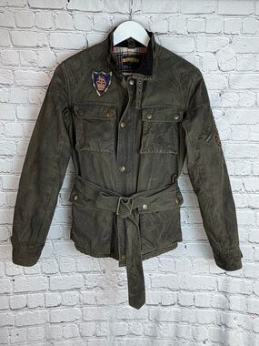 RALPH LAUREN RUGBY Olive Green Military Field Jacket with Belt‎ S